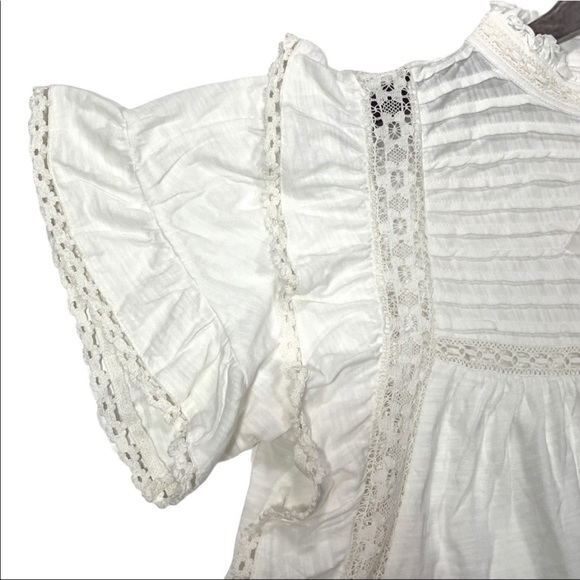 NWT Free People Le Femme Top Ruffle Lace Pleat Tee - Picture 6 of 9